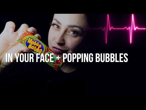 Your Girl Friend Pops Bubble Gum In YOUR Face | Very Irregular 100 BPM Female Heartbeat ASMR