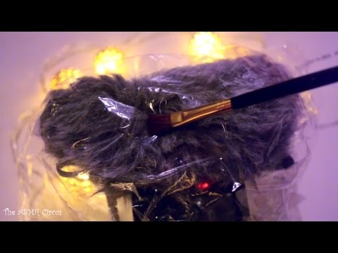 ASMR Brushing Mic Windshield in Saran Wrap . No Talking . TQF#27