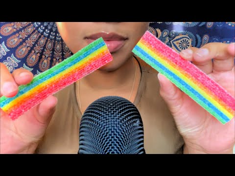 ASMR | Frozen Rainbow 🌈 Sour Belts 😆 smacking*