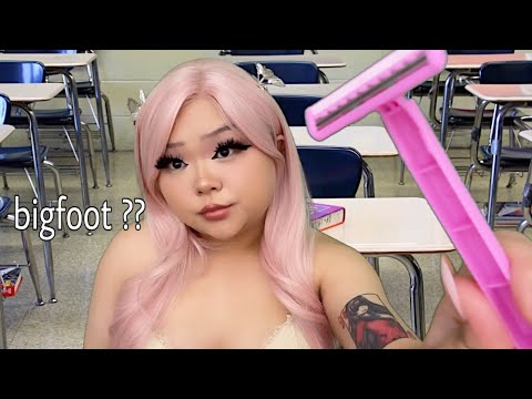 ASMR girl with NO BOUNDARIES shaves your face 🪒🧔🏻‍♀️ in class (realistic)