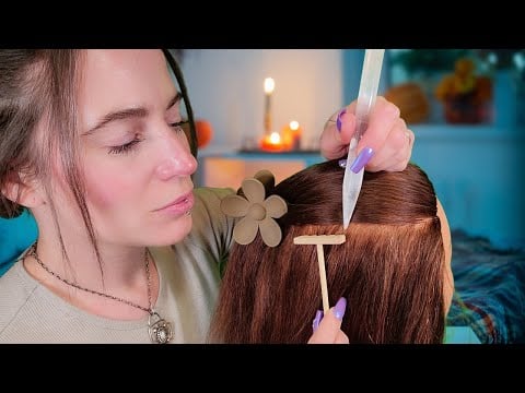 ASMR - Sleepy Hair Play, Hair Parting, Scratching, Brushing