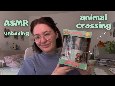 ASMR Animal Crossing Gift Set Unboxing | whispering, tapping, tongue clicking