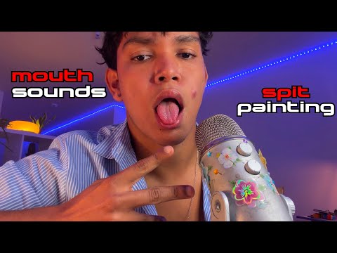 asmr wet mouth sounds + spit painting (100% tingly) 🍃