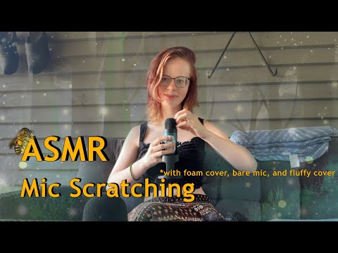 ASMR Mic scratching | [Foam cover, bare mic, fluffy cover] | Brain massage [🐝]