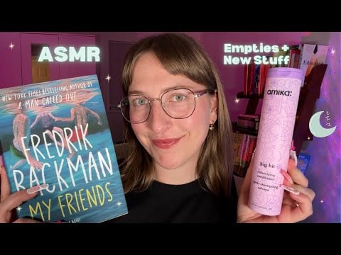 ASMR Empties + New Stuff Haul Combo🌙 Tapping, Scratching & Whispers on Beauty Products + Books💕