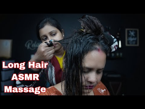 Female Long Hair ASMR Head Massage With Oil | Female Neck Cracking Head And Neck Massage ASMR