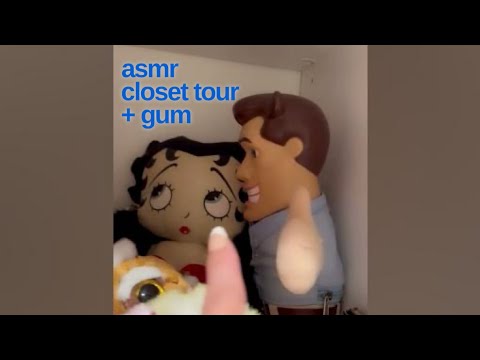 ASMR Gum Chewing - Tour of My Closet(s) - Layered Sounds, Whispered Voiceover 😌 💕🩵💘💚💙