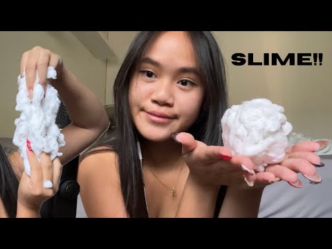 Trying to do ASMR with cotton slime! 