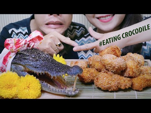 ASMR Eating Crocodile , Exotic food , SAVAGE EATING SOUNDS | LINH-ASMR