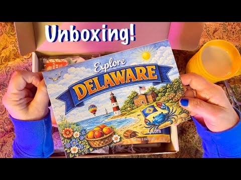 ASMR Unboxing! Travel the Country Via Celebrate States! (soft spoken only) Destination Delaware!