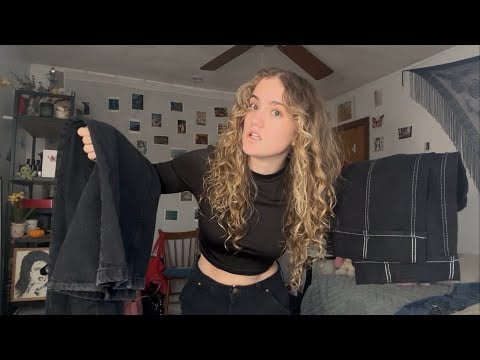 jean try on haul ASMR grwm + fabric scratching (i want to snuggle up but i need to get dressed)