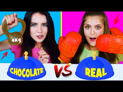 REAL FOOD VS CHOCOLATE FOOD ASMR CHALLENGE LILIBU