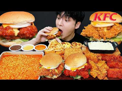 ASMR MUKBANG 체다치즈 양념 치킨먹방! 치즈 떡볶이 명랑핫도그 CRISPY FRIED CHICKEN CORN DOG EATING SOUND!