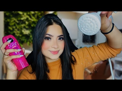 ASMR:VOU LAVAR E HIDRATAR SEU CABELO (sons de shampoo,água,secador)💇🏻‍♀️