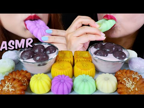 ASMR MOONCAKES, RICE BALLS, YAKGWA, MOCHI ICE CREAM 리얼사운드 먹방 | Kim&Liz ASMR