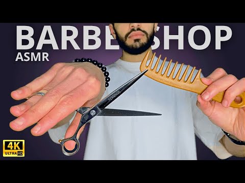ASMR Haircut NO Talking - ASMR Roleplay in Barbershop. ASMR Barber with Scissors Hair Cutting Sounds