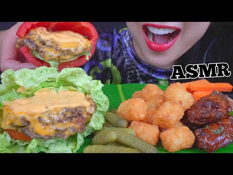 ASMR PROTEIN SWEET BELL PEPPER LETTUCE BURGER (SATISFYING CRUNCHY EATING SOUNDS) NO TALKING SAS-ASMR