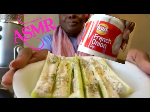 CELERY ASMR Eating Sounds/Soft Spoken/Lay's Onion Dip