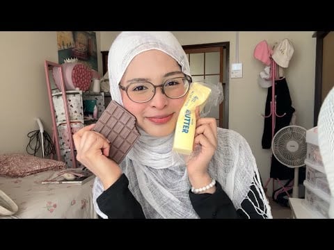asmr ☆ squishy butter, chocolate, mouth sounds (fake food triggers!)🥐🍪