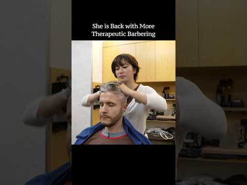 She is back with more therapeutic barbering #asmr #femalebarber #japanesebarber