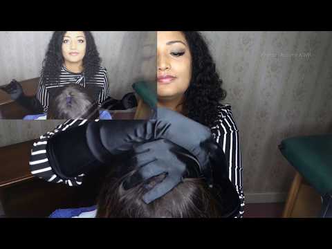 ASMR Gloves! Rubber, silk, Latex *Crinkling sticky & scalp + Ear Massage [french accent asmr]