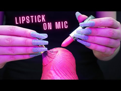 Asmr Lipstick on Mic | Scratching , Brushing & Stroking | Asmr No Talking for Sleep with Long Nails