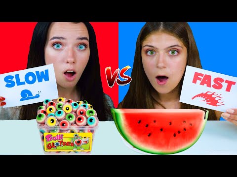 ASMR FAST VS SLOW FOOD CHALLENGE | EATING SOUNDS LILIBU