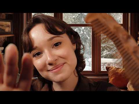 ASMR Allow Me to Pamper You 💚 Snowy Winter Cabin ☃️ Hair Care, Scalp Massage, Skin Care