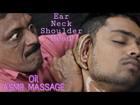 ASMR Ear Neck Shoulder Massage With Oil | Nasal Bridge Crack Neck Crack Ear Crack