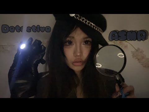 ASMR detective investigating crime scene 🔍🫆 | light triggers | leather glove sounds | measuring