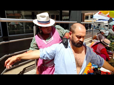 Street massage and spiritual cleansing (limpia espiritual) for ASMR in Cuenca, Ecuador
