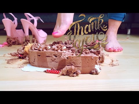 ASMR - Crushing a cake with pink high heels - Bonus: #barefoot Part #crush #heels #asmr