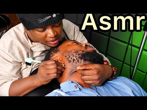 ASMR relaxing beard nitpicking,neck massage,soft gum  ingrown hair pullout, ear and nape massage 