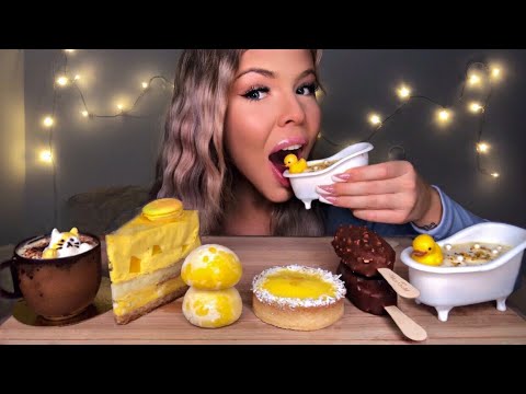 ASMR EDIBLE MUG, CHOCOLATE DUCKY, LEMON CURD & PISTACHIO CREAM BUBBLE BATH, ICE CREAM MUKBANG 먹방