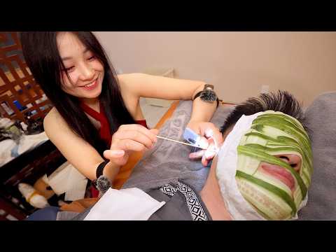 ASMR: She's So Gentle! Barbershop Full Service Massage at King Premium