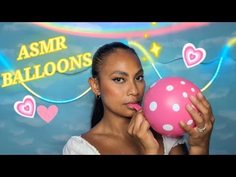 ASMR Playing With Polka Dot Colorful Balloons , No Talking , Latex Balloons