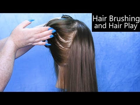 ASMR Hair Brushing and Hair Play (Whispering, Small Sections) Very Tingly