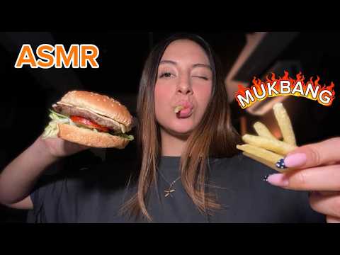 ASMR COMIENDO HAMBURGUESA + PAPITAS FRITAS 🍟 MUKBANG 