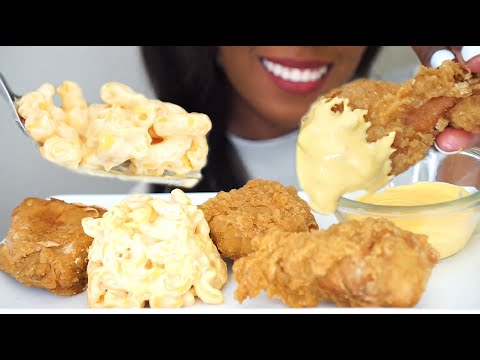 ASMR | VEGAN FRIED CHICKEN -  MAC N CHEESE! | MUKBANG