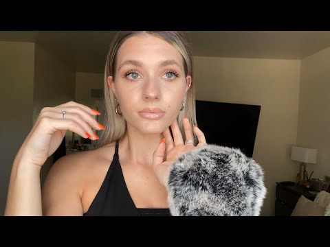 ASMR| Tracing and Brushing My Face| Close Whisper Ramble