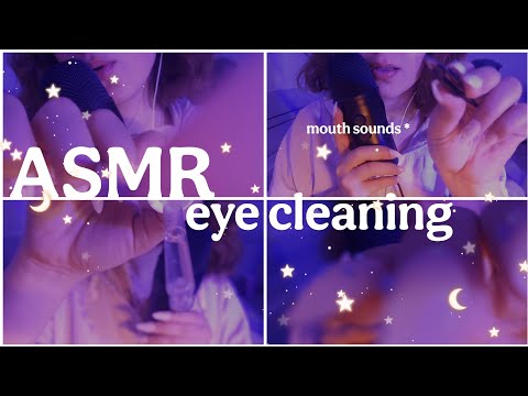 ASMR-cleaning your eyes for better sleep 😴 💤 (wet mouth sounds, dry mouth sounds brushing loft asmr)