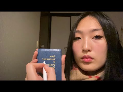 asmr tracing, tapping on books & reading bible verses.