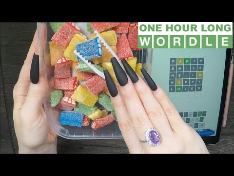 ASMR WORDLE & Gummy Candy On iPad | ONE HOUR LONG | Whispered Game Play Eat With Me