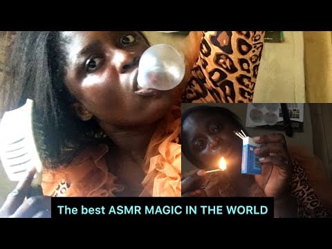 #ASMR CHEWING GUM, HAIR BRUSHING, MICROPHONE BRUSHING ,LIGHTING FIRE /The complete ASMR MAGIC