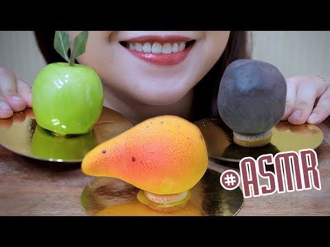 ASMR fruit-shaped pastry (Mango , Apple , passion fruit) SOFT CRUNCHY EATING SOUNDS | LINH-ASMR