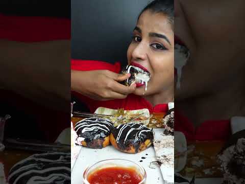 ASMR Eating Chocolate Truffle Cake,Donut,Strawberry Vanilla Ice Cream Cake ASMR Eating Mukbang Video