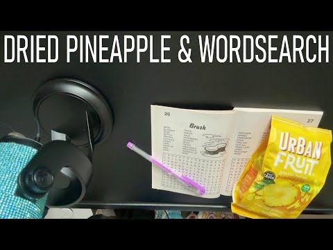 ASMR Eating Dried Pineapple & Doing A Wordsearch (Chewy Eating Sounds)