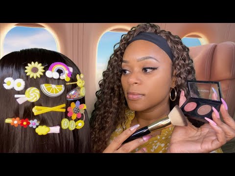 ASMR | ✈️ The Lady On The Airplane Does Your Makeup & Hair