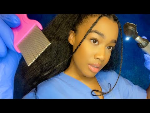 ASMR School Nurse Lice Check Role-play 🪲🔦 Lice Check Removal ASMR