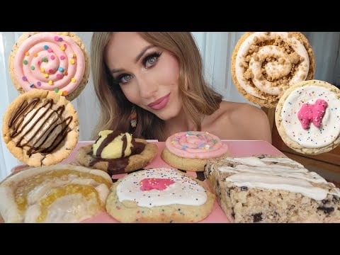 ASMR *New Cookies & Cream Krispy Bar* CRUMBL COOKIE Mukbang!! 🍪🧁